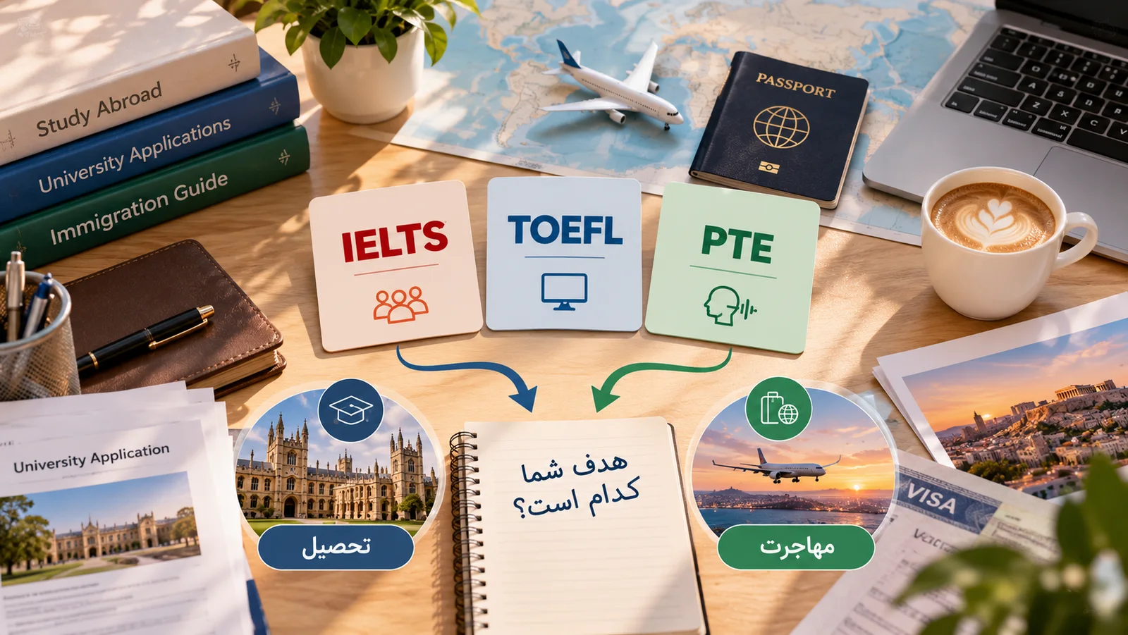 انتخاب بین IELTS، TOEFL و PTE برای تحصیل و مهاجرت