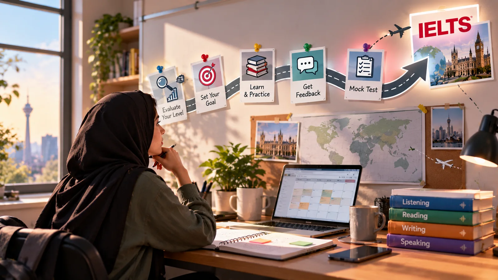 مسیر آمادگی آیلتس از تعیین سطح و هدف‌گذاری تا تمرین و آزمون آزمایشی